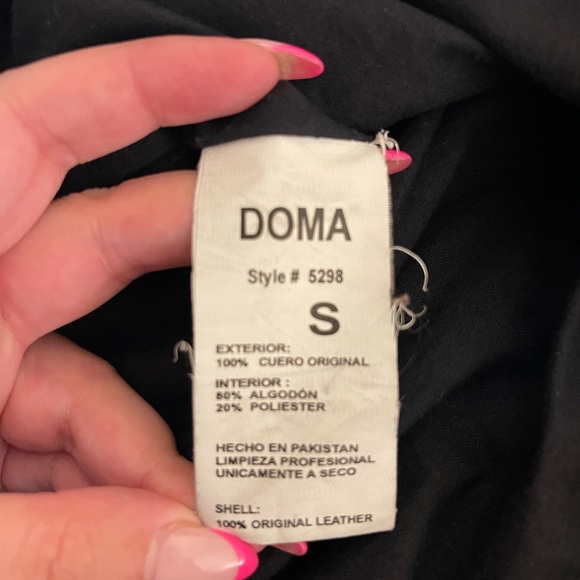 DOMA Asymetrical Genuine Leather Moto Jacket Size Small - Picture 9 of 10